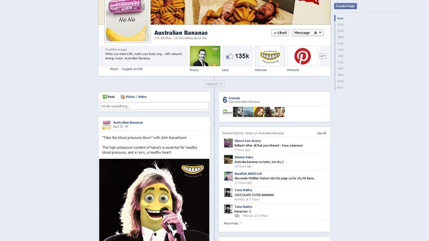 Australian bananas facebook page
