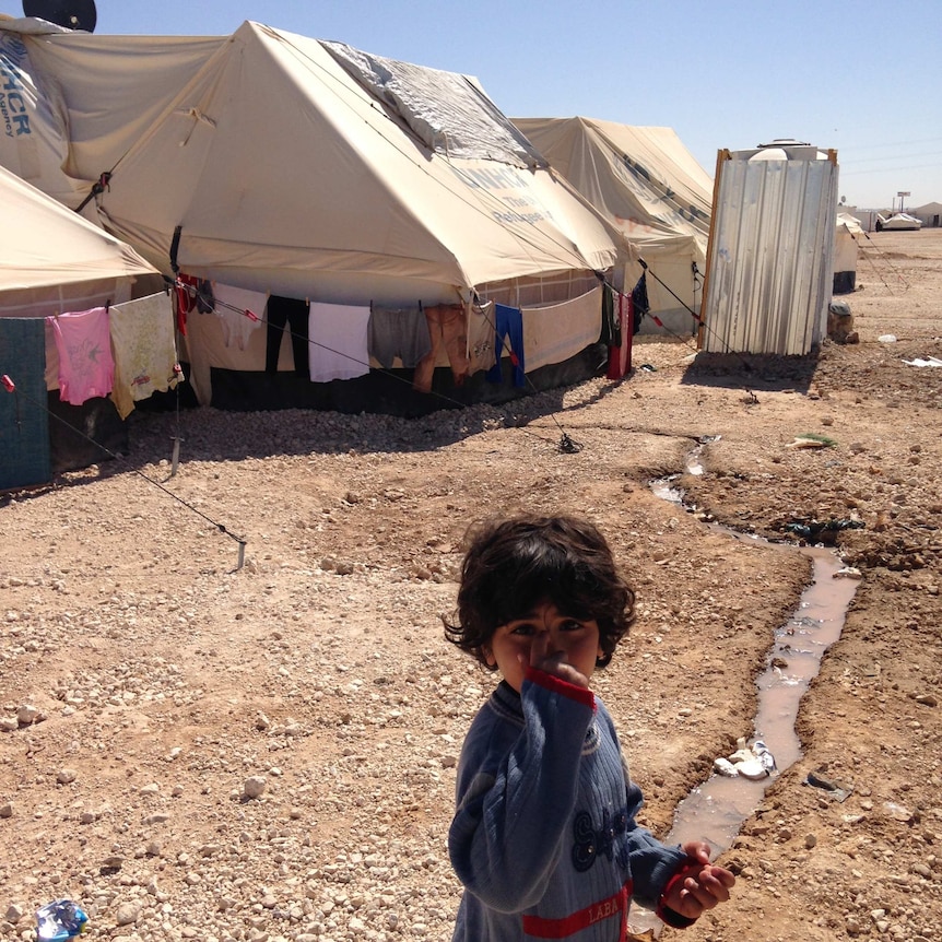 Young boy at Zaatari refugee camp in Jordan