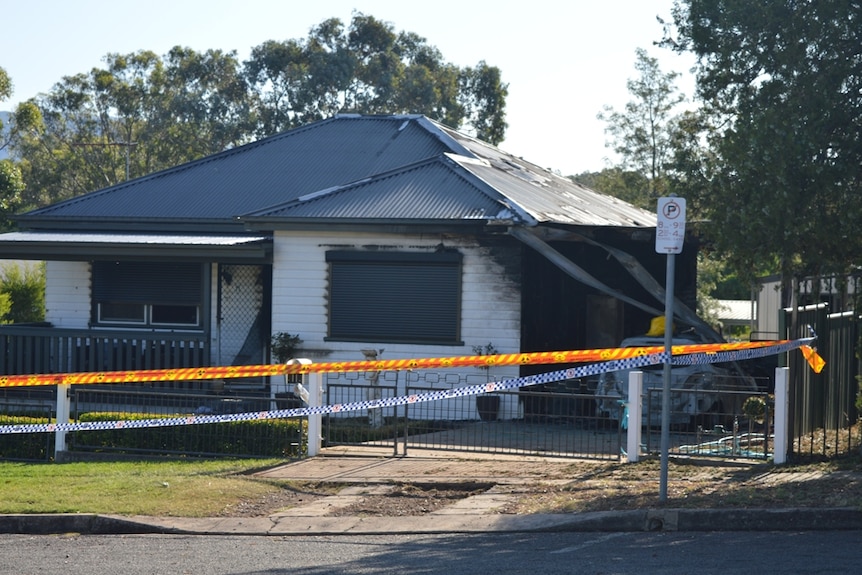 A house with fire damage in Muswellbrook.
