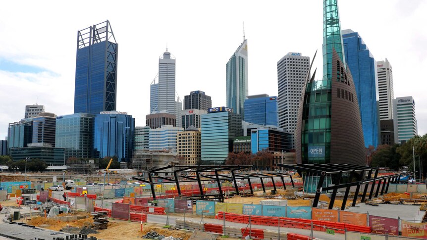 Construction work on Elizabeth Quay in Perth
