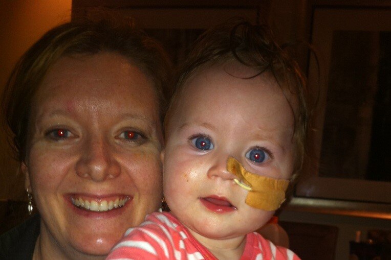 Joanne Matthews with her daughter Charlotte who was tube fed for two years due to severe reflux.