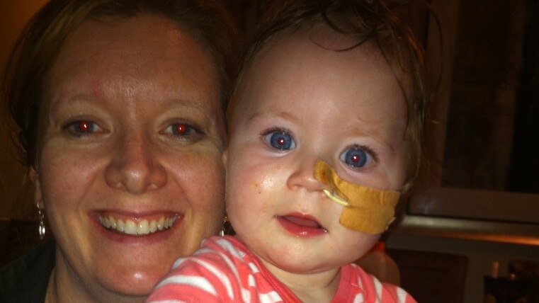 Joanne Matthews with her daughter Charlotte who was tube fed for two years due to severe reflux.