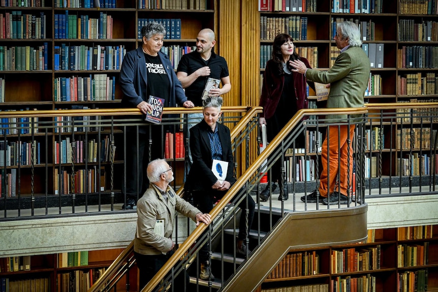 The Miles Franklin Literary Award shortlist nominee's photographed inside The Mitchell Library.