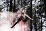 Stuntwoman on a rope