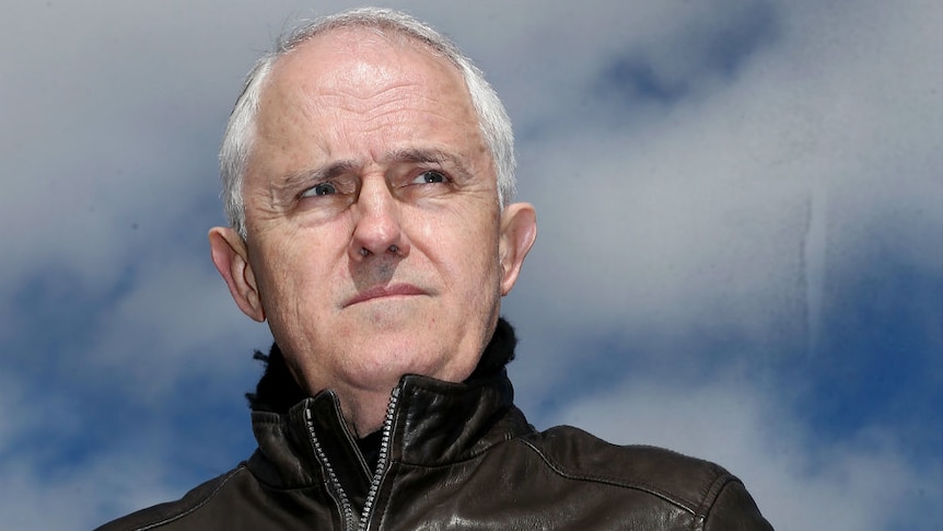 Malcolm Turnbull wearing a leather jacket.