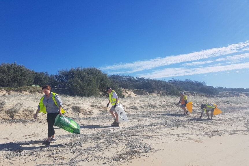 Volunteers picking up rubbish on Fraser Island May 2018