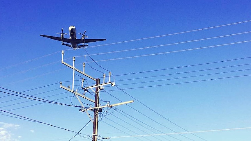 Plane approaches Adelaide Airport.