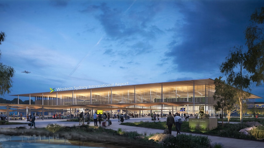 an image of people walking outside a building at new airport