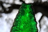 An emerald glass spearhead found on Rottnest Island.