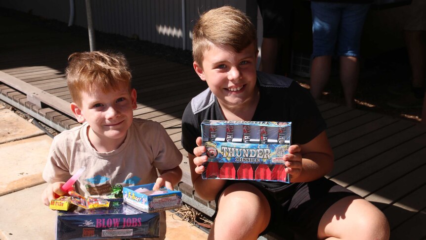 Daniel and Brayden from Rosebery with their fireworks