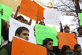 Indian students protested at State Parliament.