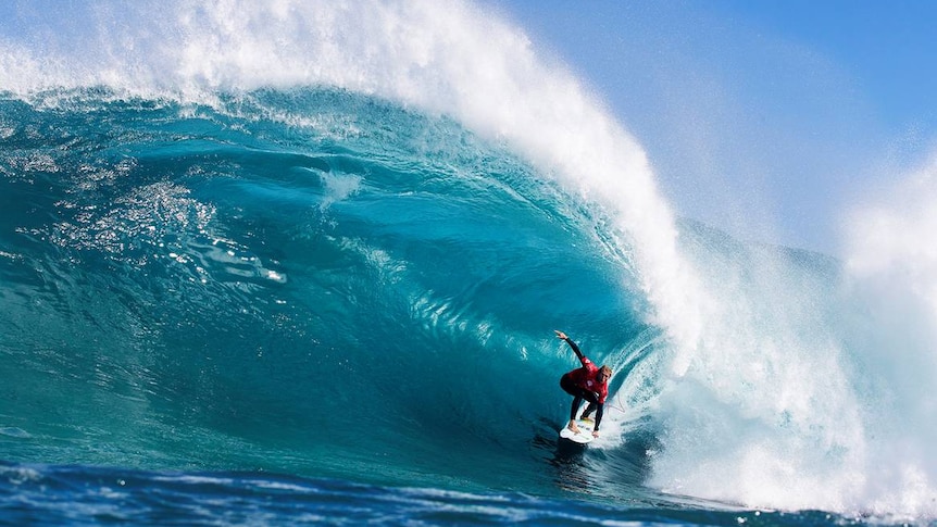 Australian surfer Owen Wright catching a perfect 10-point ride at the Margaret River Pro.