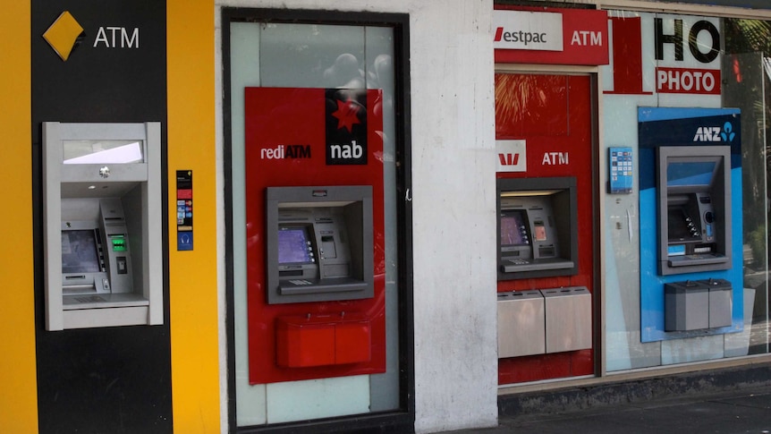 An image of the big four bank ATMs side-by-side