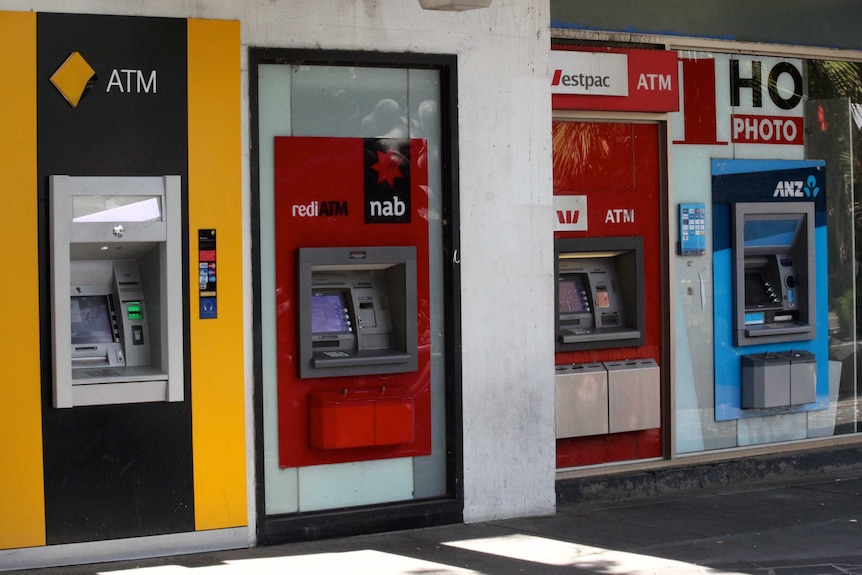 An image of the big four bank ATMs side-by-side