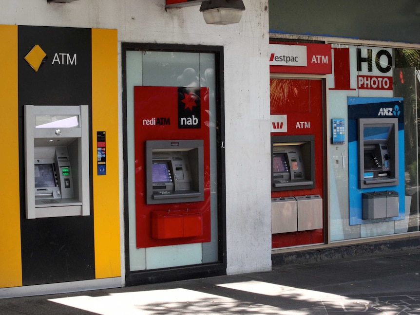 An image of the big four bank ATMs side-by-side