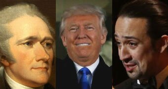 Alexander Hamilton, Donald Trump and Lin Manuel Miranda.