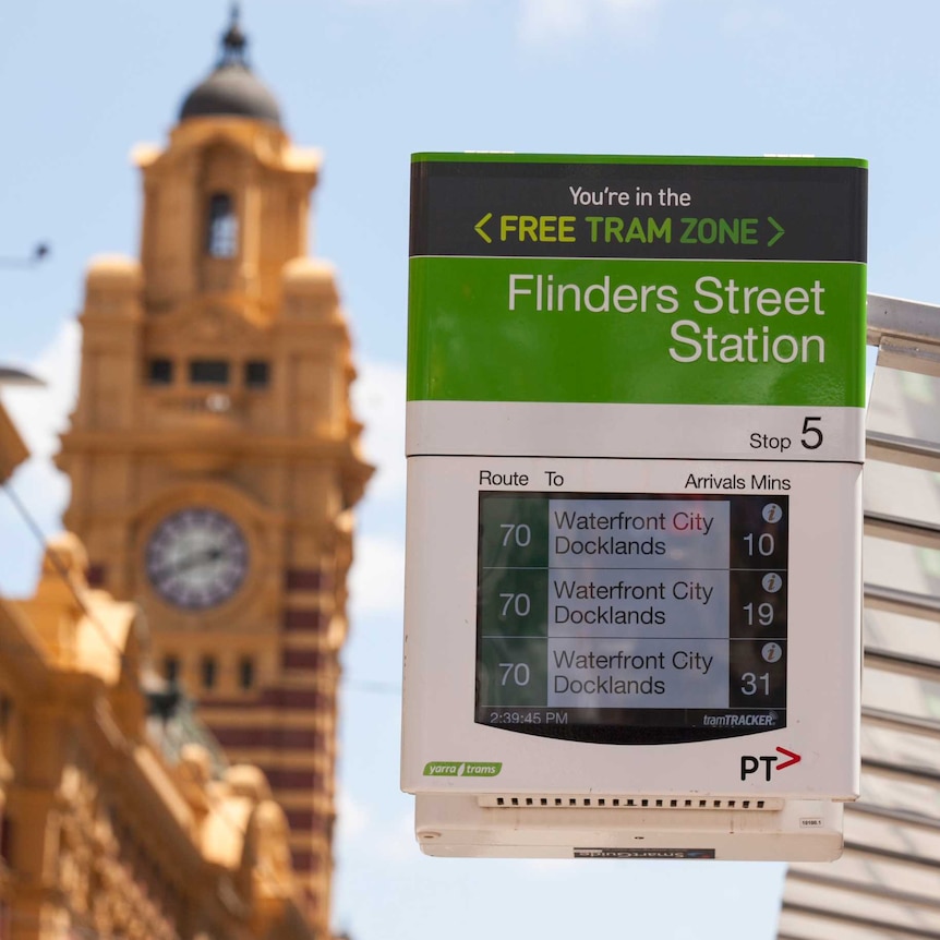 Tram timetable display at Flinders St
