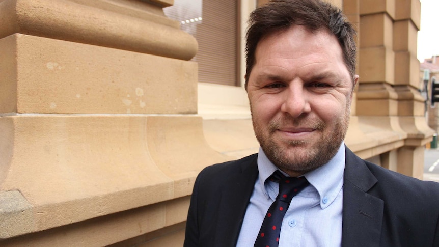 Cameron Thurley standing in Elizabeth Street, Hobart.  Taken 12 August 2014.