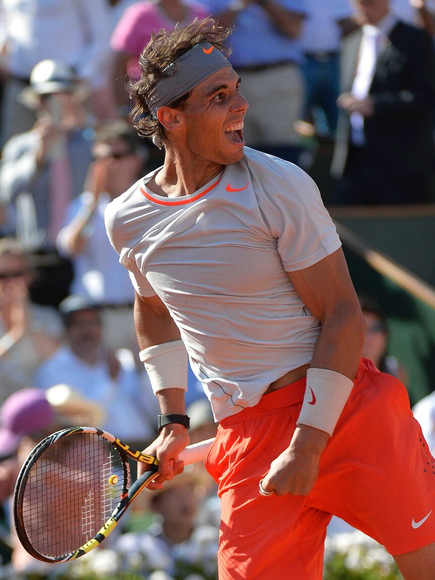 Nadal celebrates in epic win over Djokovic