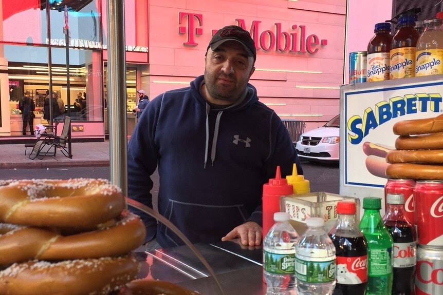Times Square pretzel vendor John Galanopolous