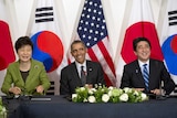 Leaders of South Korea, US and Japan hold talks at the Hague
