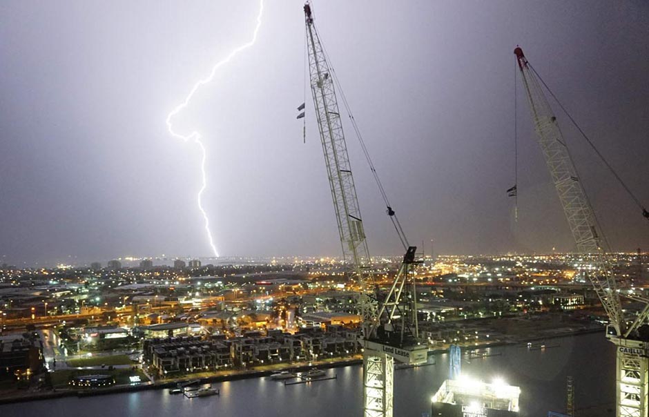 Lightning strike over Docklands
