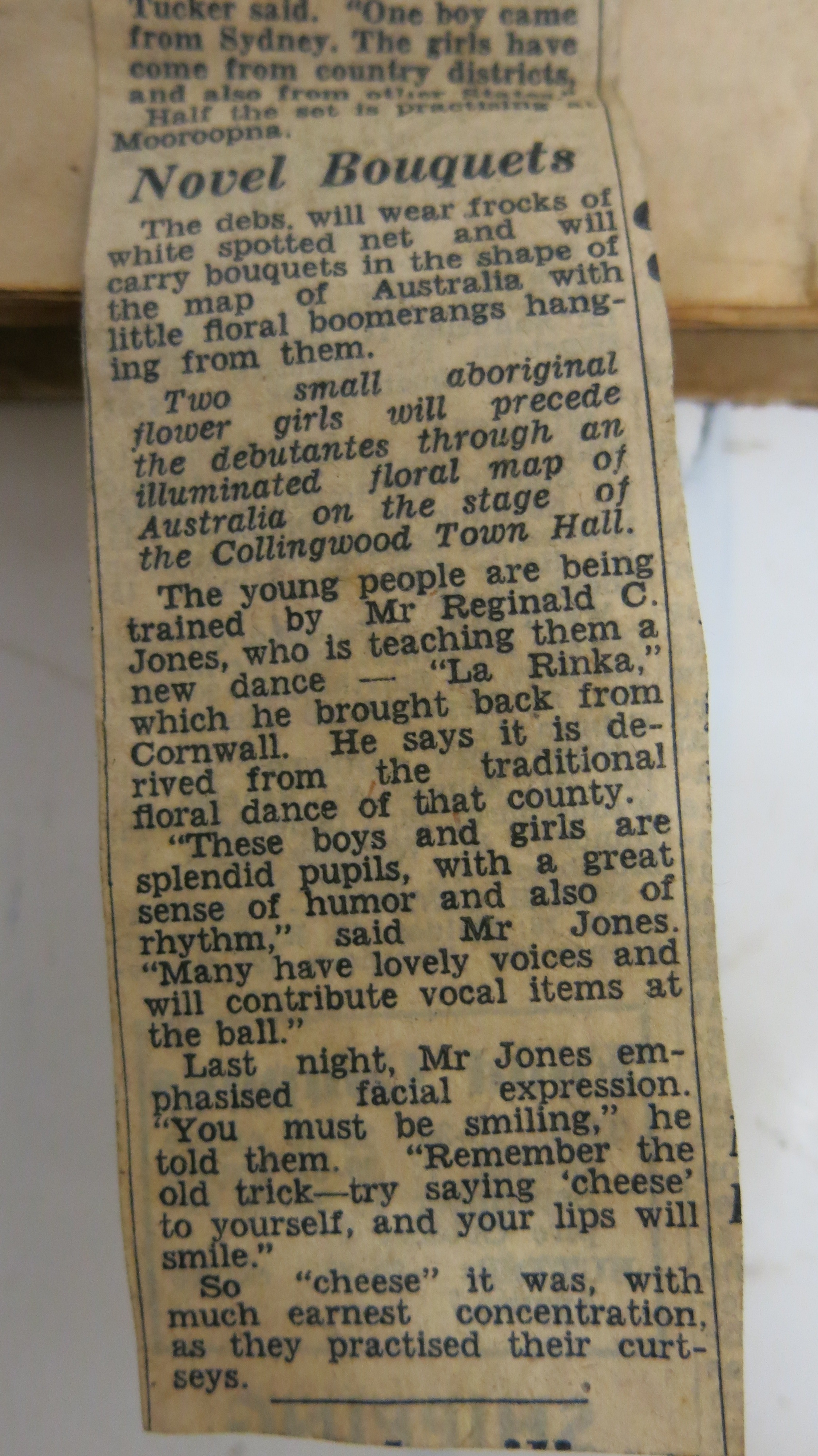 A clipping from a seven-decade old newspaper.