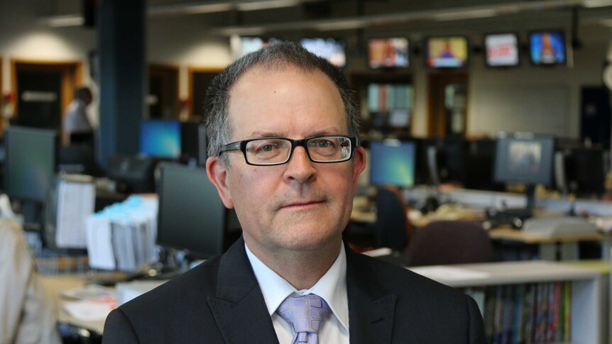The AEC's Phil Diak in the ABC's Perth newsroom. April 3, 2014.
