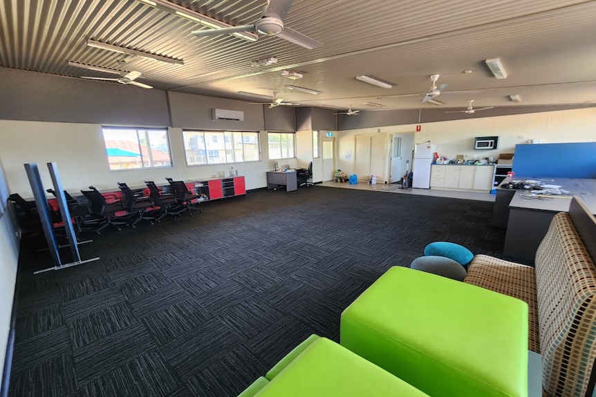 The inside of a small empty classroom