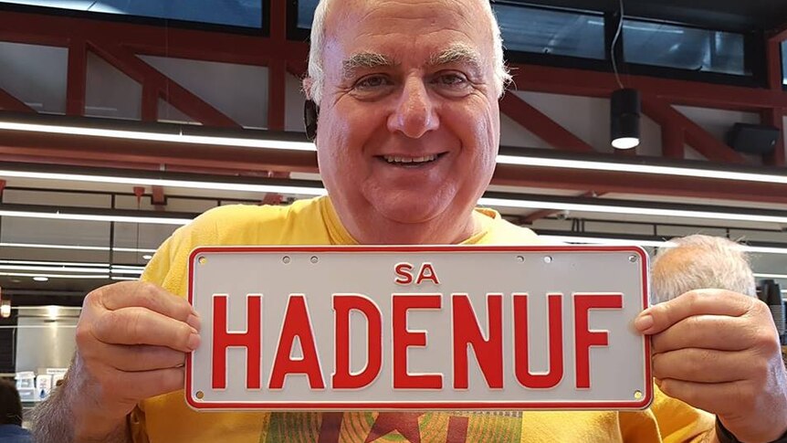 Vincent Scali has with his HADENUF number plate