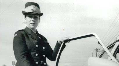 Constable Bridget Bachs - the first woman traffic patrol officer in 1977.