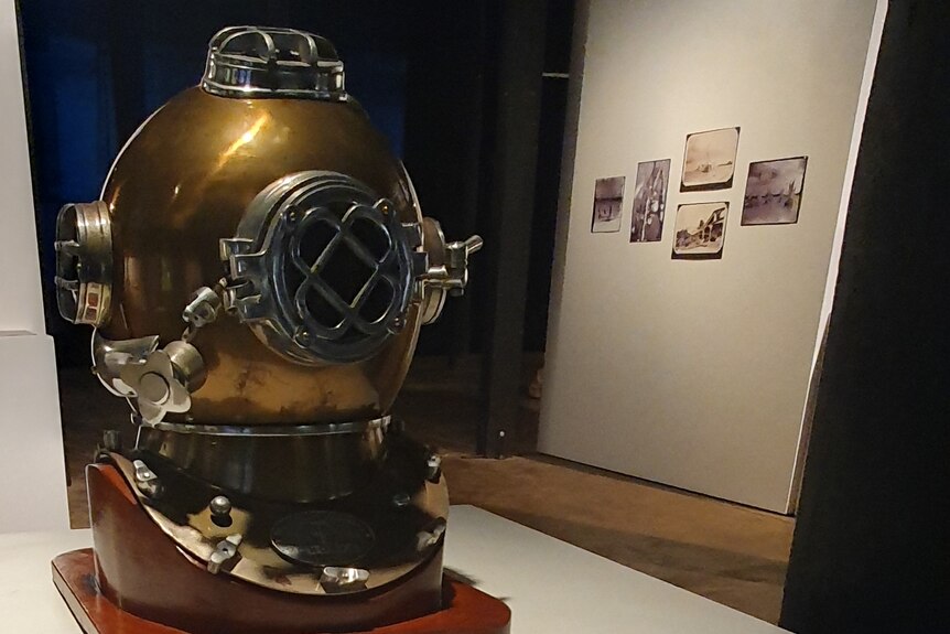 large brass diving helmet
