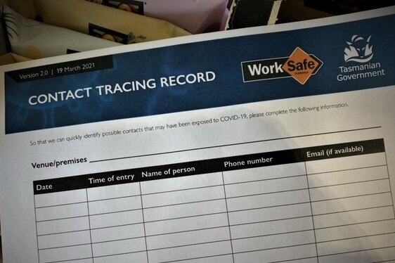 Contact tracing record form in a Tasmania food venue
