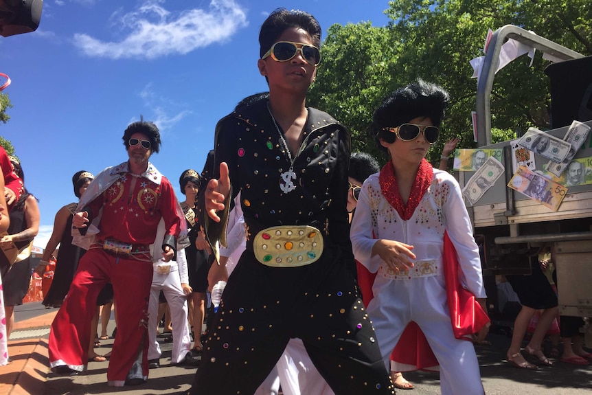 Young Elvis impersonators at the Parkes Elvis Festival Parade