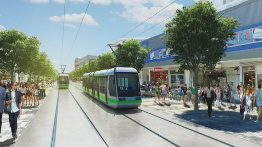 An artist's impression of light rail planned for Gungahlin in Canberra's north.