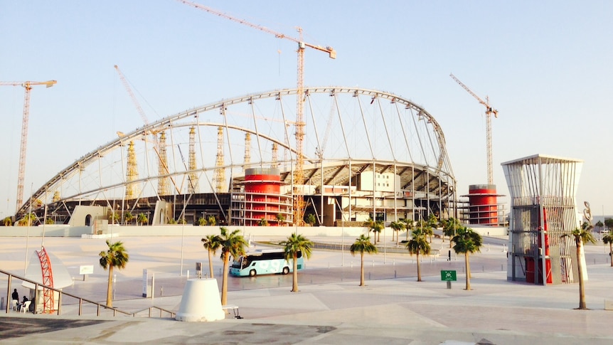 A 2022 World Cup stadium being worked on in Qatar