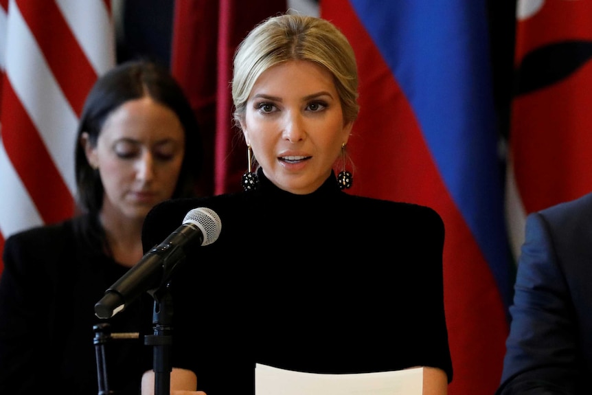 Ivanka Trump speaking during a meeting on action to end modern slavery and human trafficking