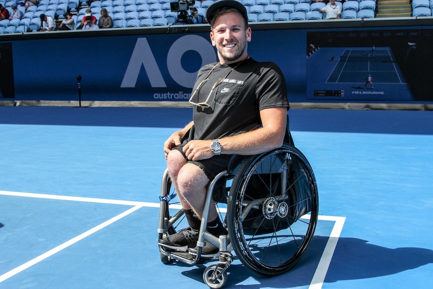 Dylan Alcott on court at the Australian Open.