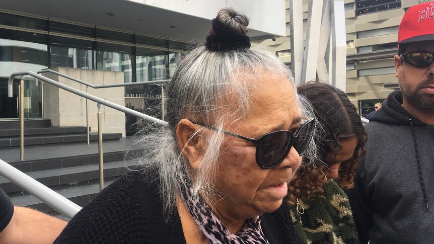 Irene Indich supported by family outside of a Perth court.