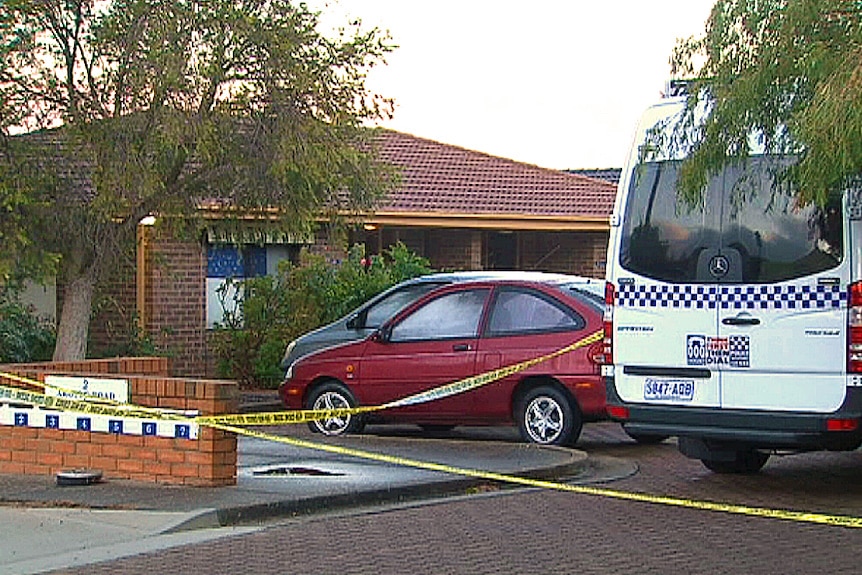 Police cars outside murder scene