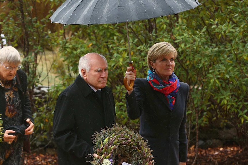 Former Prime Minister John Howard with Foreign Minister Julie Bishop