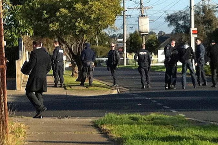 Police conducted a line search at the scene of the shooting.