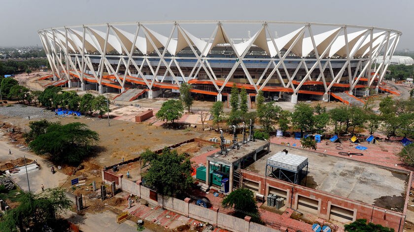Many projects, such as the Jawahar Lal Nehru Stadium, the main stadium, are still under contstruction