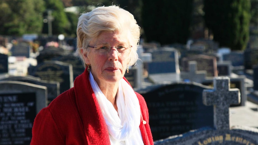 Andrea Gerrard pictured in a cemetery.