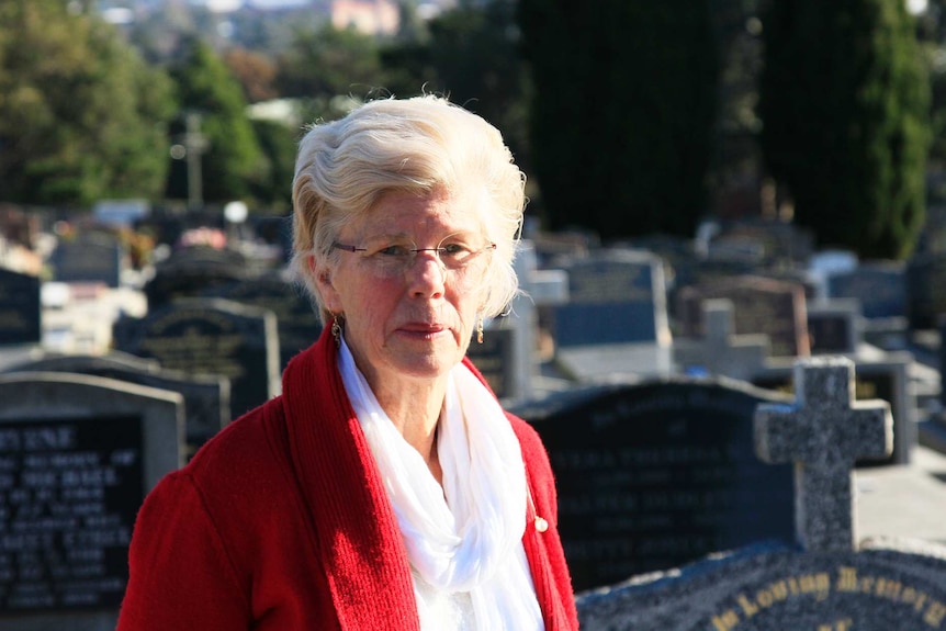 Andrea Gerrard pictured in a cemetery.