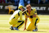 Shane Watson is injured in a one-day international against South Africa in October 2011.