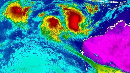 And then there were three: Cyclone brewing off WA coast joined by two tropical lows in rare weather phenomenon