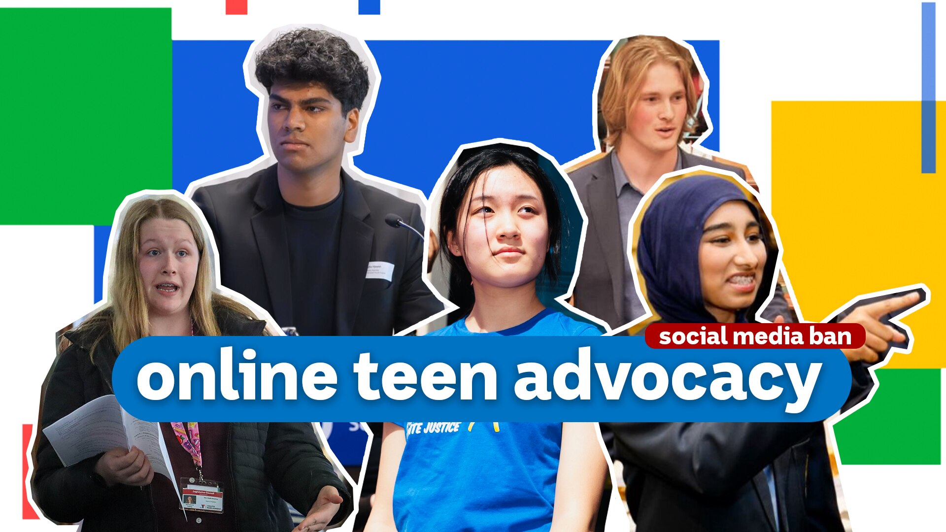 Collage of five people protesting.