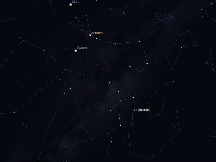 Map of Sagittarius in June night sky