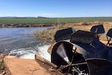 A closeup of a Dethbridge wheel, measuring the flow of water into the Ord Irrigation Scheme.